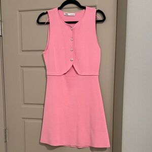 Zara Barbie Pink Dress with Silver Button Accents
